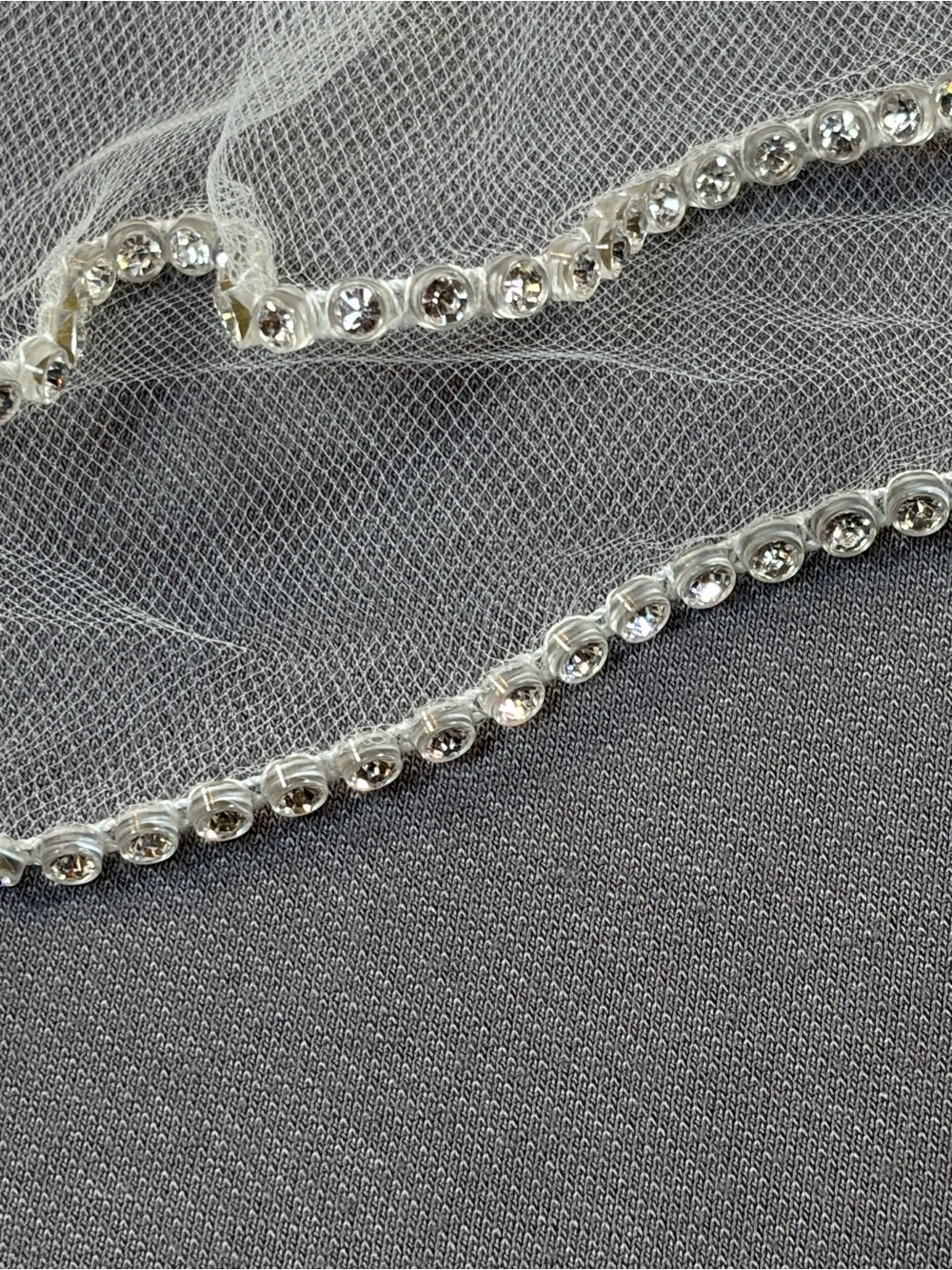 David's Bridal Soft White Two Tier Rhinestone Edge Bridal Veil Comb New USA Made - Picture 6 of 12